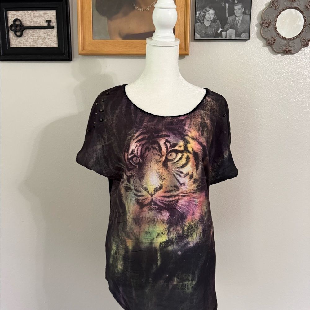 Rock & Republic Multicolor Tiger Graphic Tee